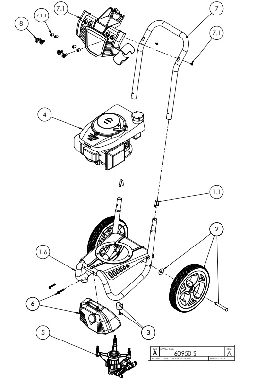 Cub Cadet Power washer 60950 replacement parts